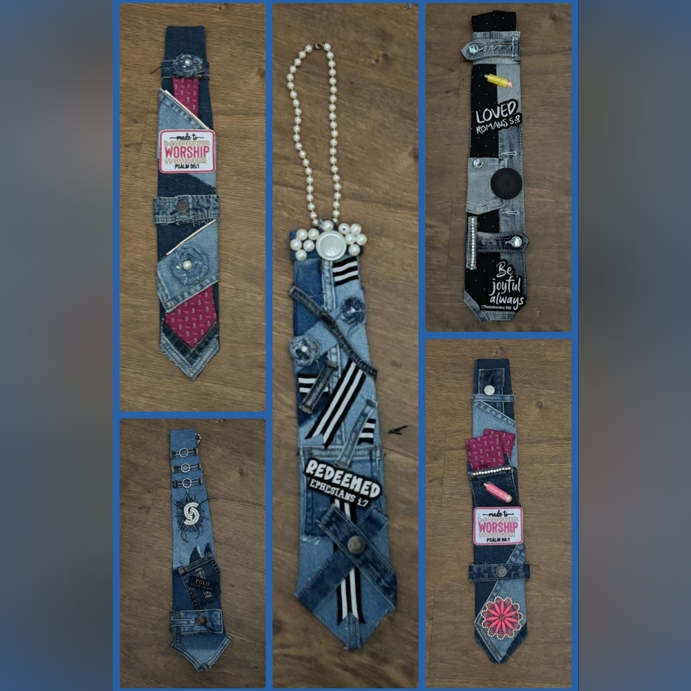 Denim Customized Embellished Ties.